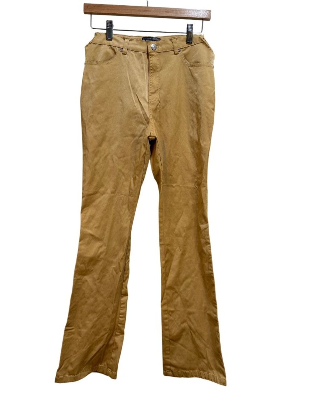 Vintage Versace Jeans Couture Satin Shiny Gold Disco Flare Pants Upcycle Project